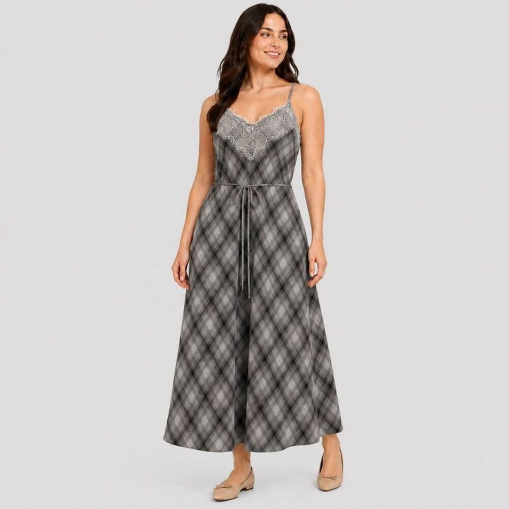 Women's Lace Cotton Maxi Sundress - Universal Thread Black Plaid M
